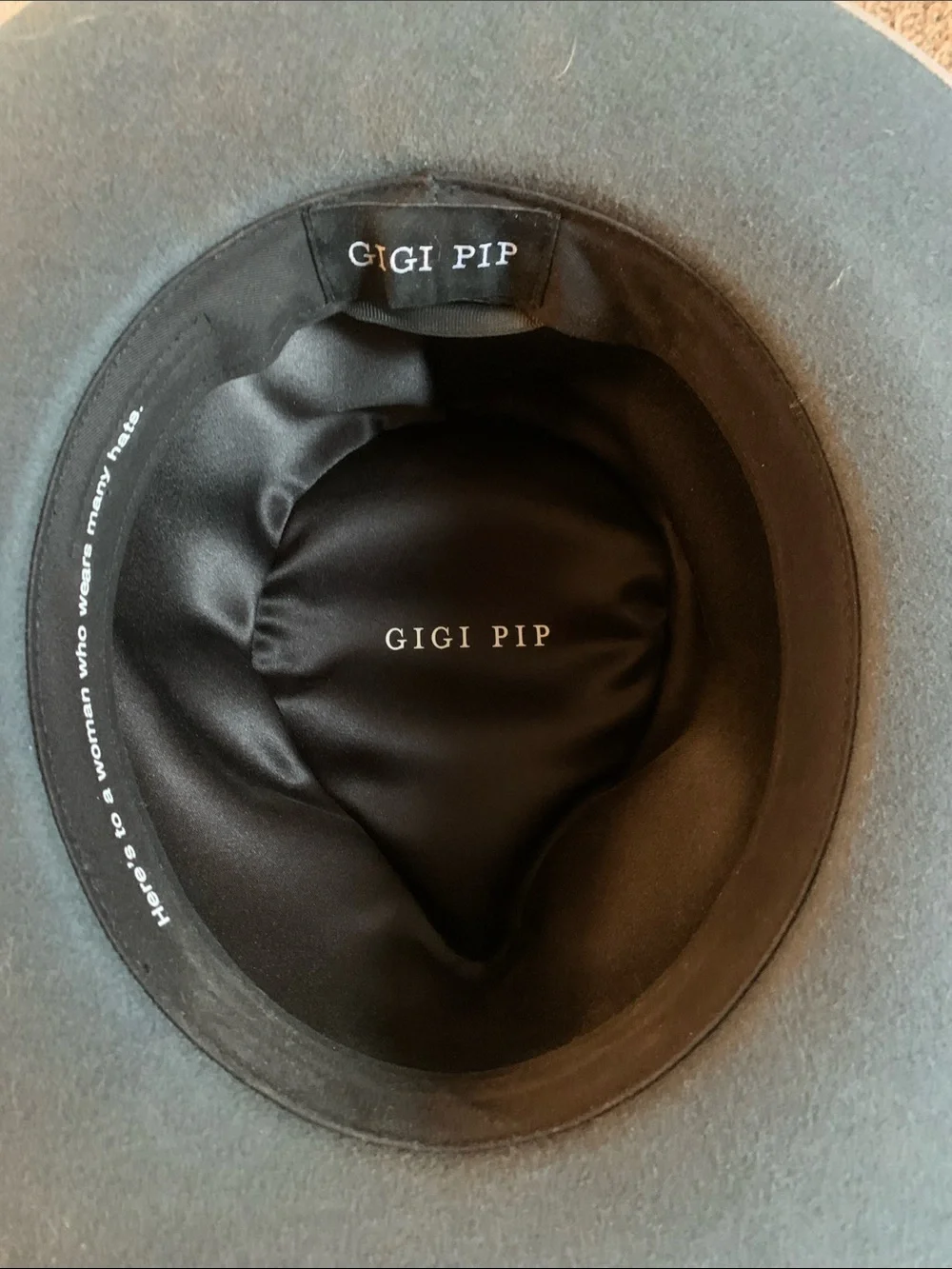 GIGI PIP Grey Felt Rancher Hat with Black Satin Lining